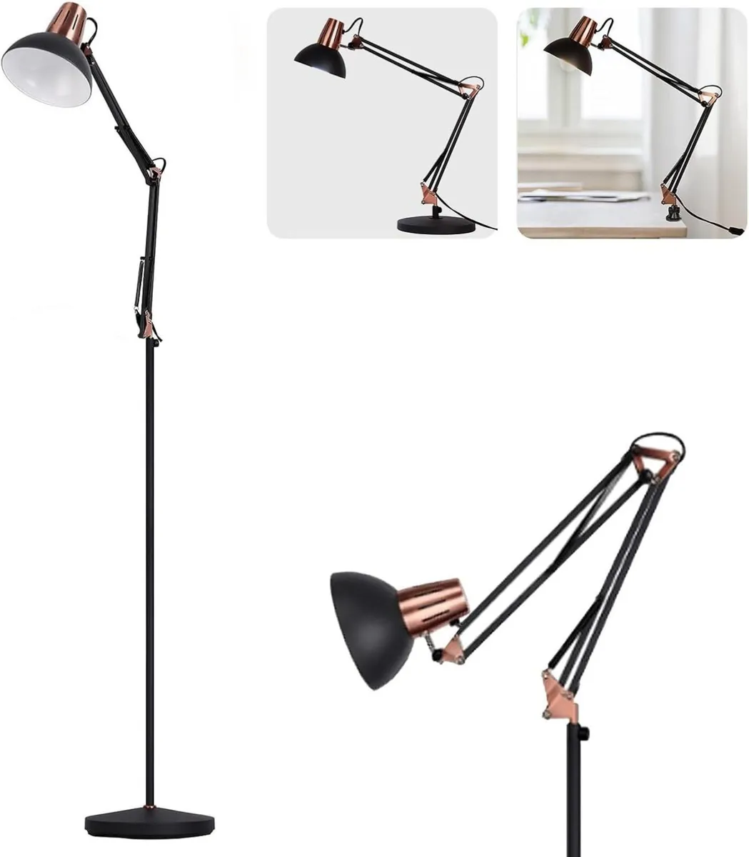 Floor Standing Reading Lamp Vintage Industrial - Image 1