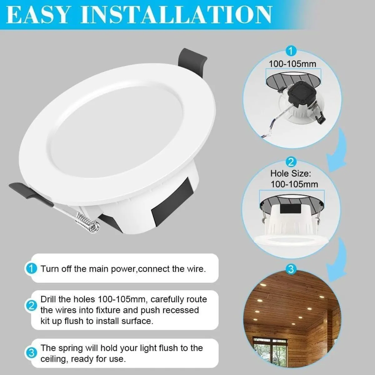 WiFi 9W RGBW LED Recessed Ceiling Light Dimmable - Image 3