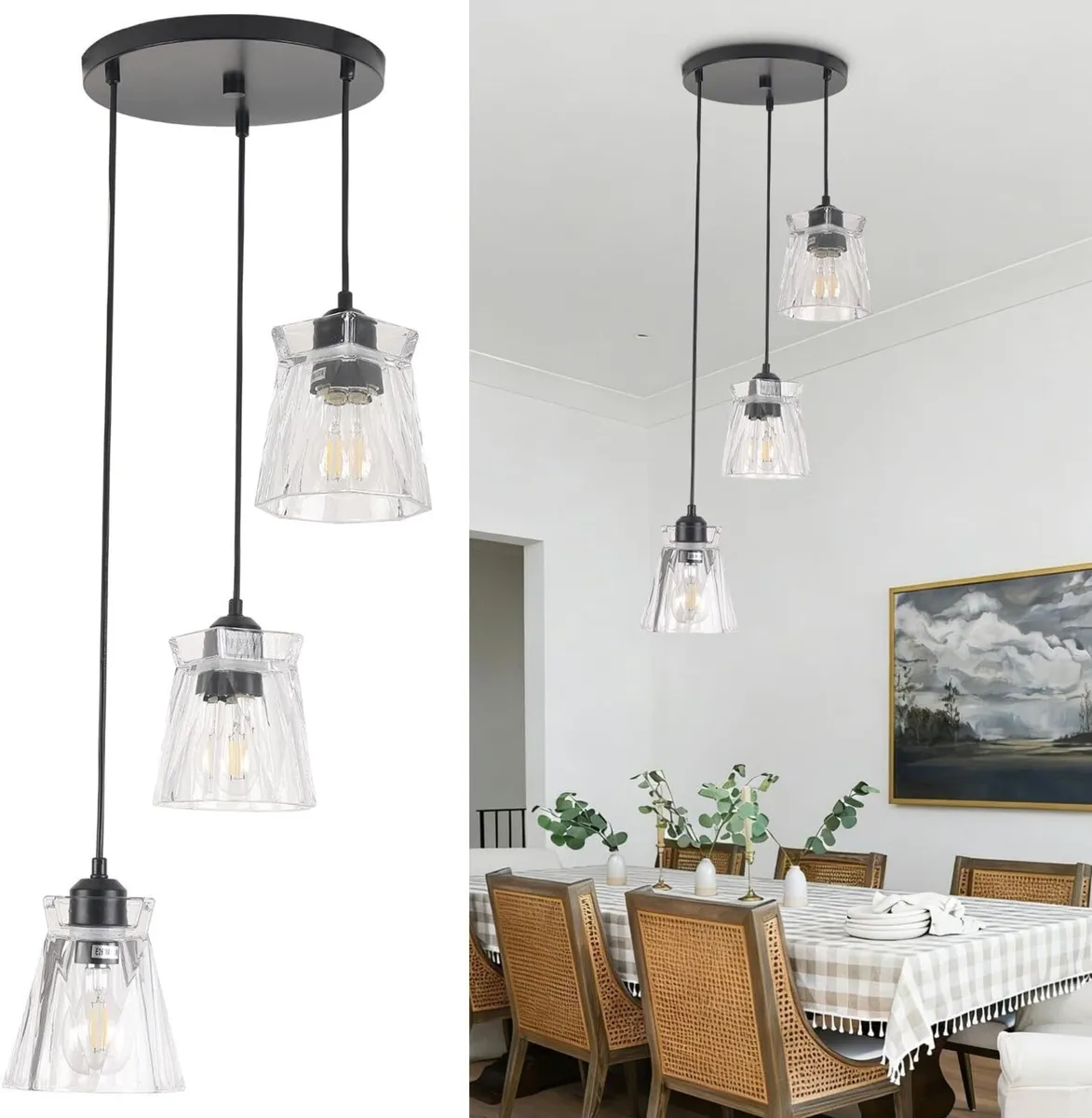 3-Light Modern Chandelier Pendant Ceiling Light - Image 1