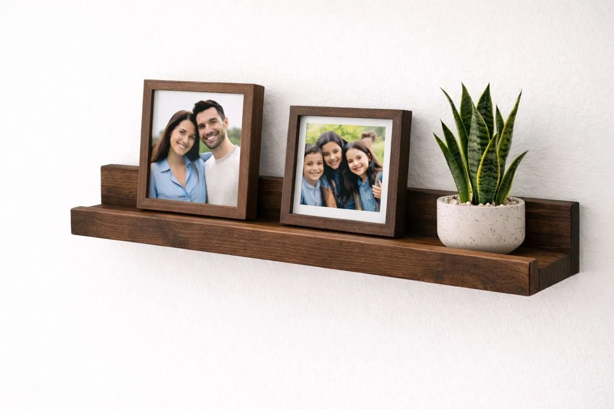 Solid Wood Picture Shelf | Natural Rustic - Image 3