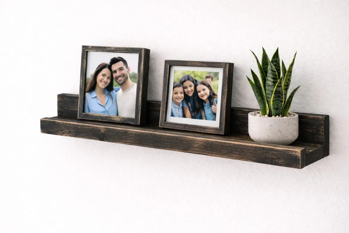 Solid Wood Picture Shelf | Natural Rustic - Image 2