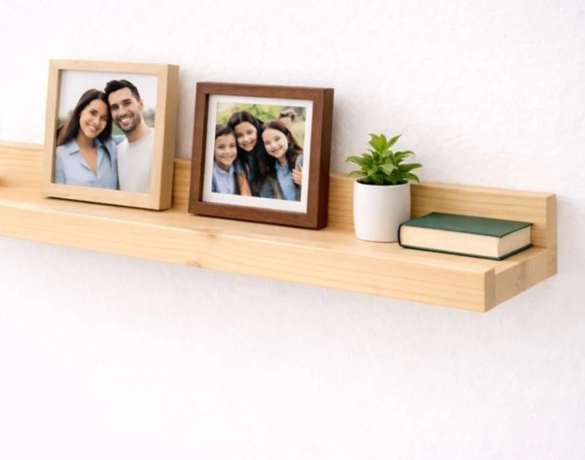 Solid Wood Picture Shelf | Natural Rustic - Image 4