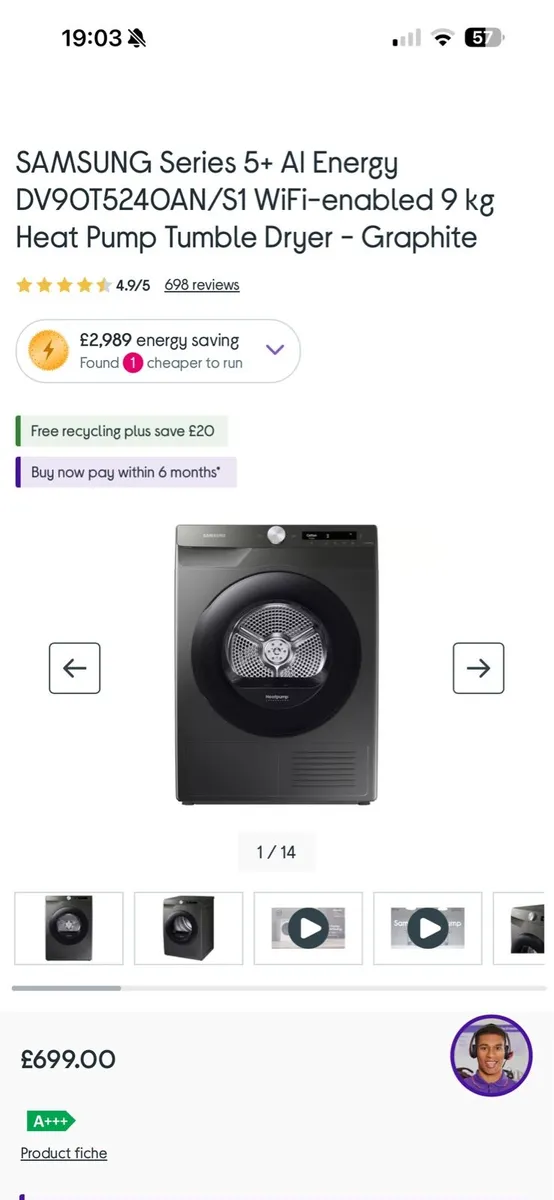 Samsung series 5 9kg heat pump dryer - Image 4