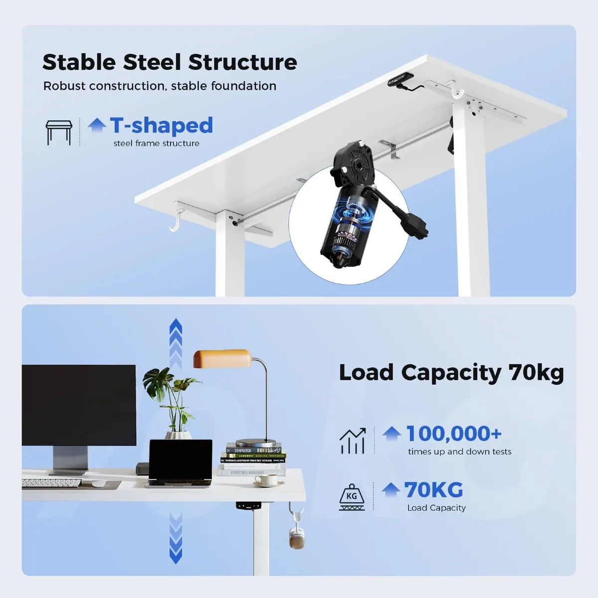 Electric Standing Desk 140x60 cm White - Image 3