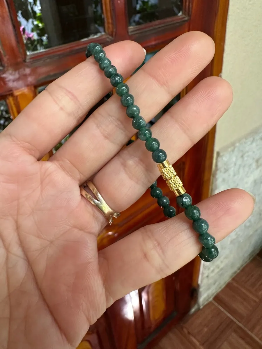 Grade A Guatemala jadeite bracelet (dark green) - Image 2
