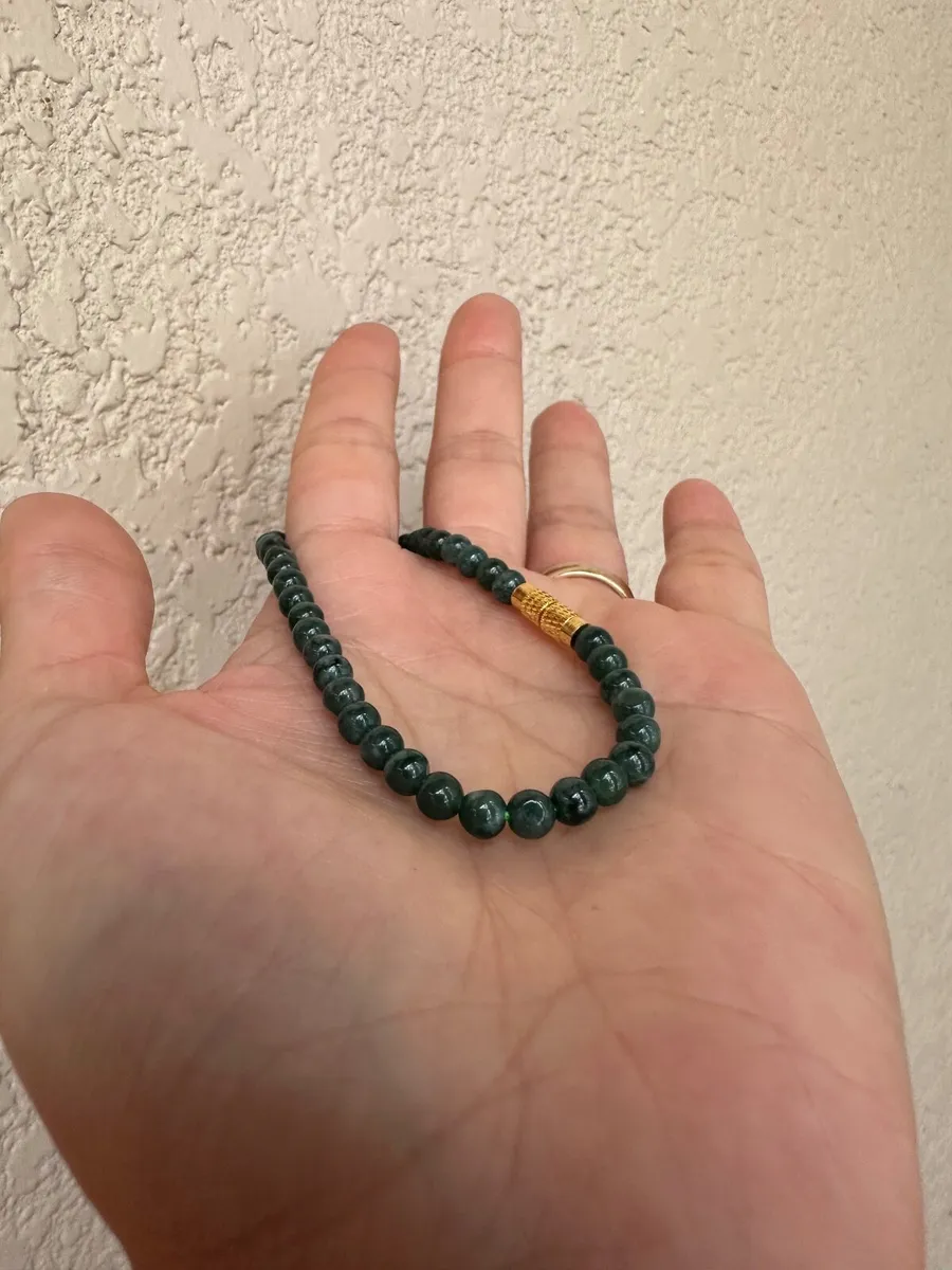 Grade A Guatemala jadeite bracelet (dark green) - Image 3