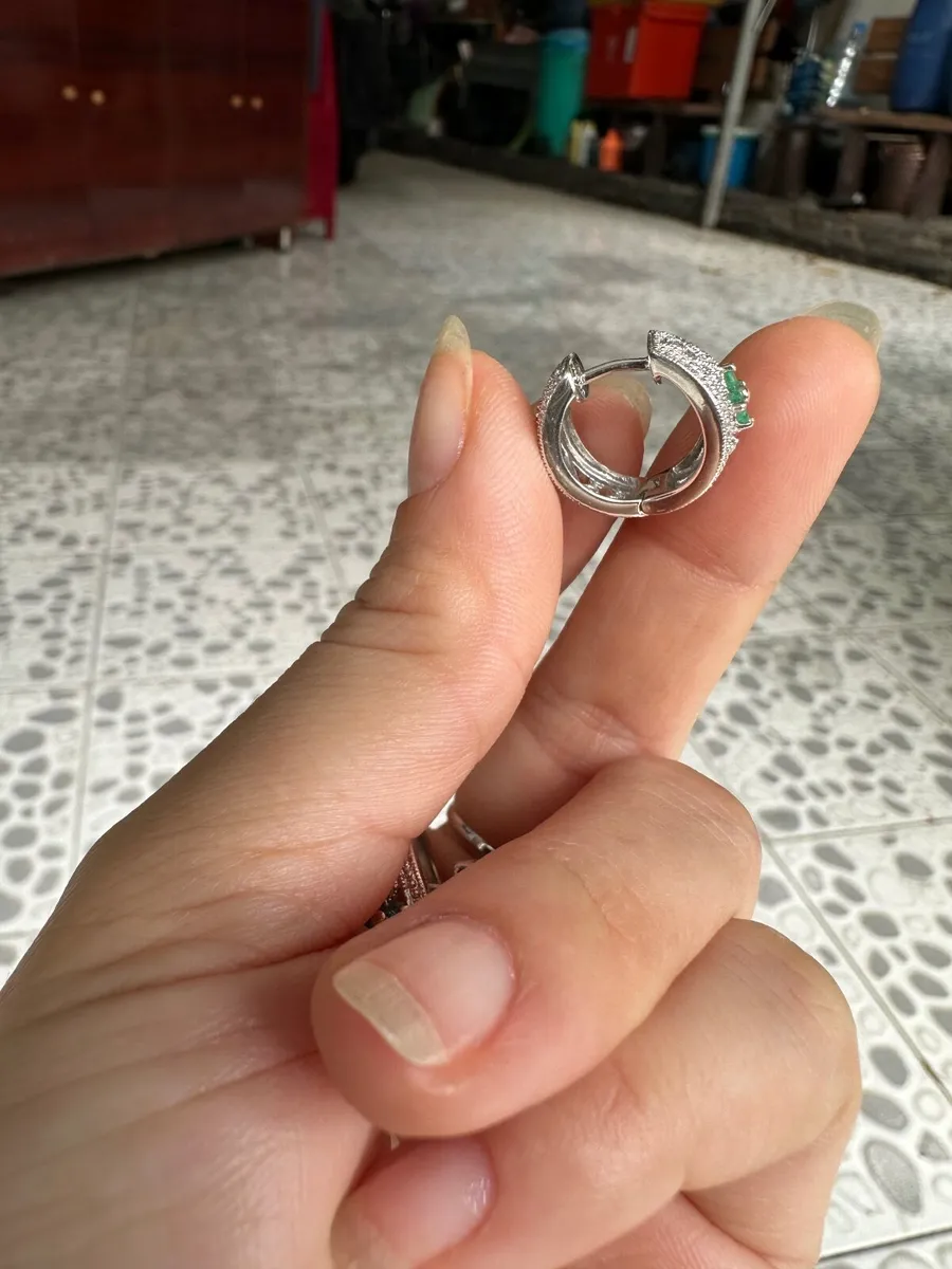 Silver & Emeralds Jewelry set (ring and earrings) - Image 3