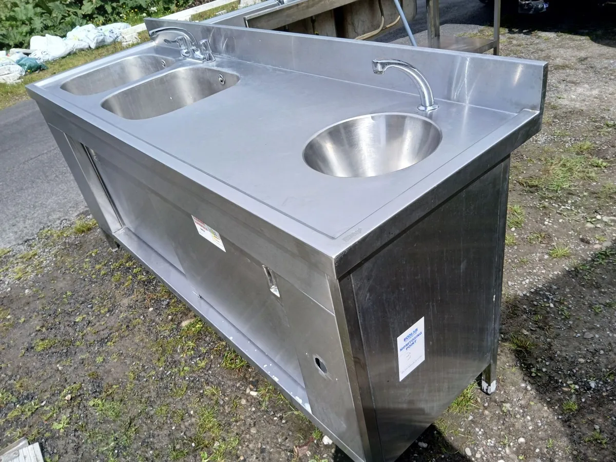 Staneless steel cabbinet double sink unit complete - Image 3