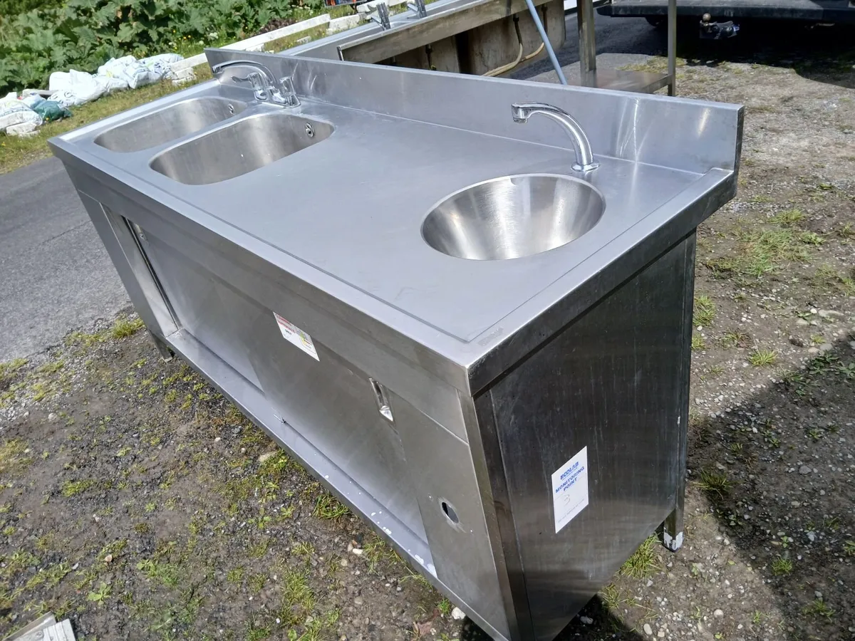 Staneless steel cabbinet double sink unit complete - Image 4