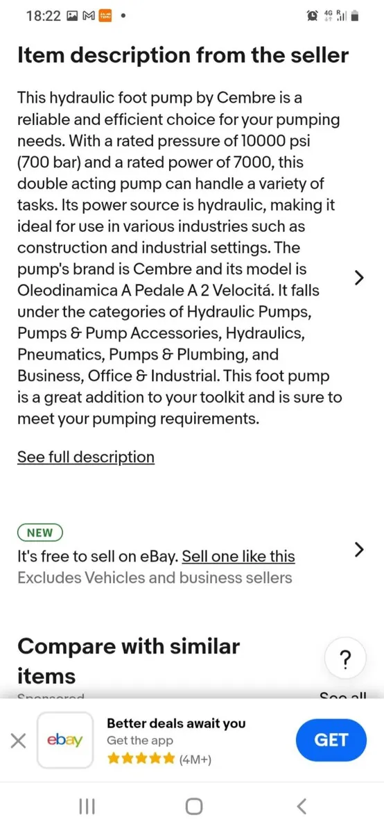 CEMBRE PO 7000 HYDRAULIC FOOT PUMP - Image 2