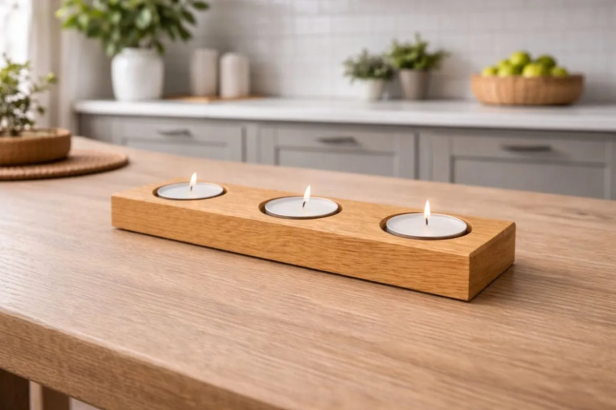 Handcrafted White Oak Tealight Candle Holder - Image 1