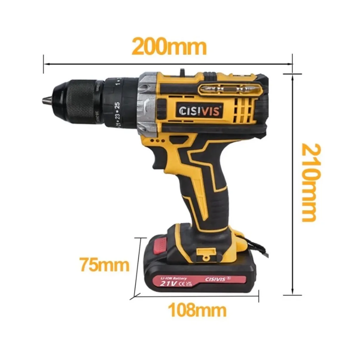 21V Cordless Drill Combi Screwdriver 2 Batteries - Image 2