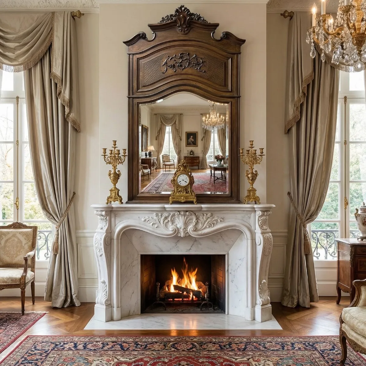 Fabulous antique carved wood mirror