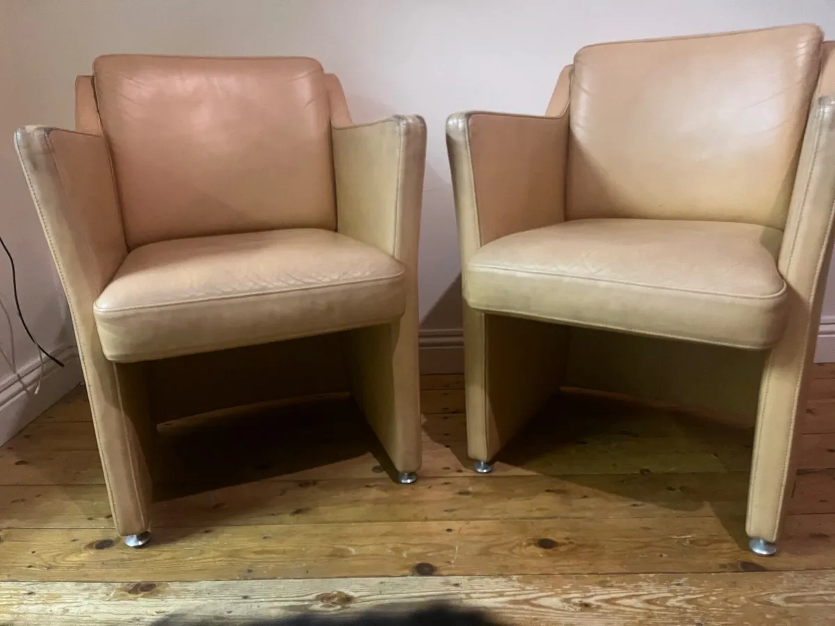 Pair of vintage leather designer armchairs - Image 2
