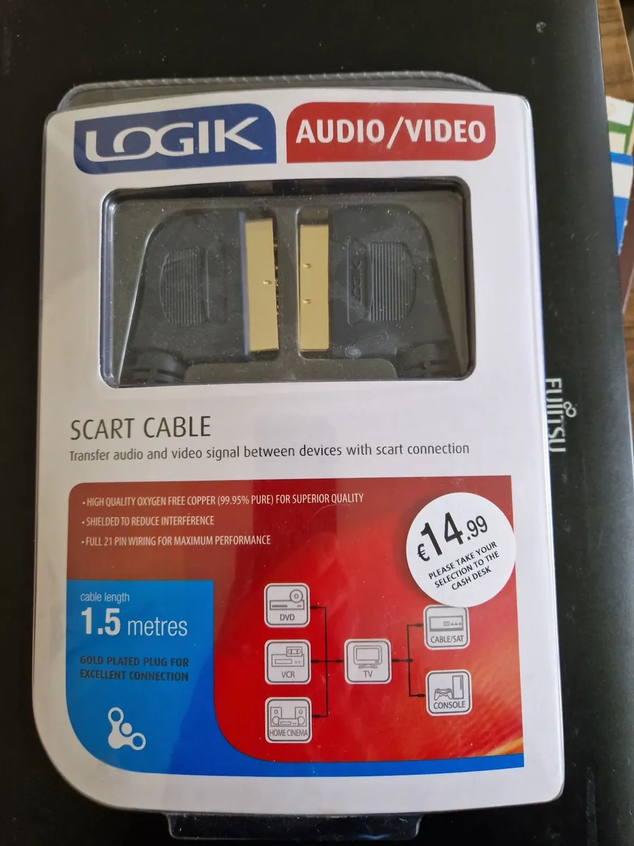 NEW SEALED LOGIK Gold Plated Scart Cable 1.5 Mtr - Image 1