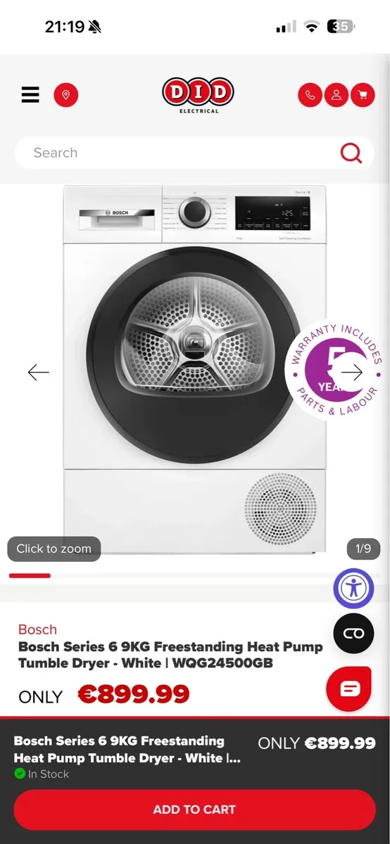 Bosch series 6 9kg heat pump condenser dryer (new) - Image 3