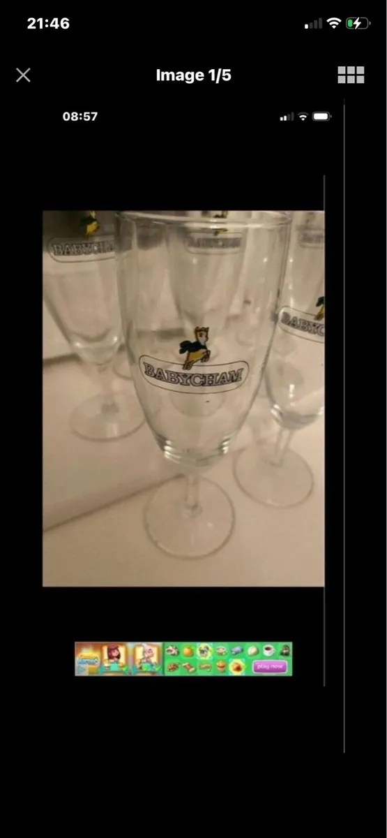 Rare Set of Vintage Babycham Footed glasses (8) - Image 1