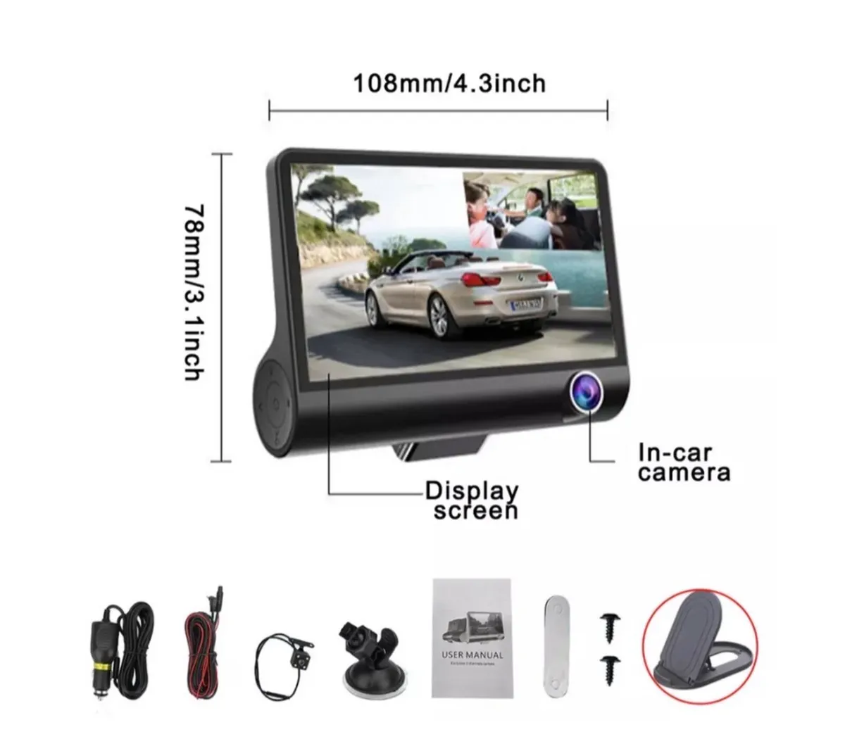 4" HD 1080P Dual Dash Cam Car Camera NEW - Image 3