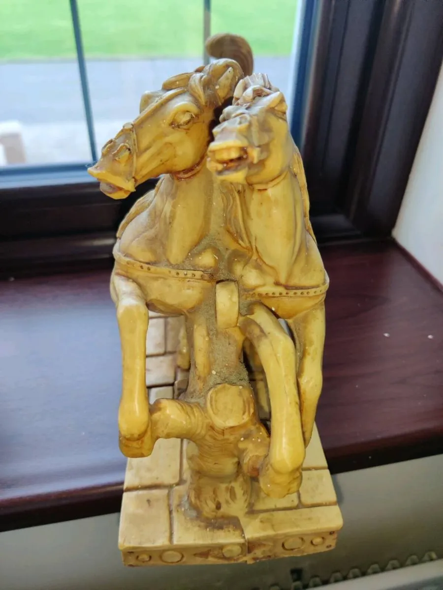 CHARIOT OF FIRE, Huge Hand Casted Vintage Ornament - Image 2