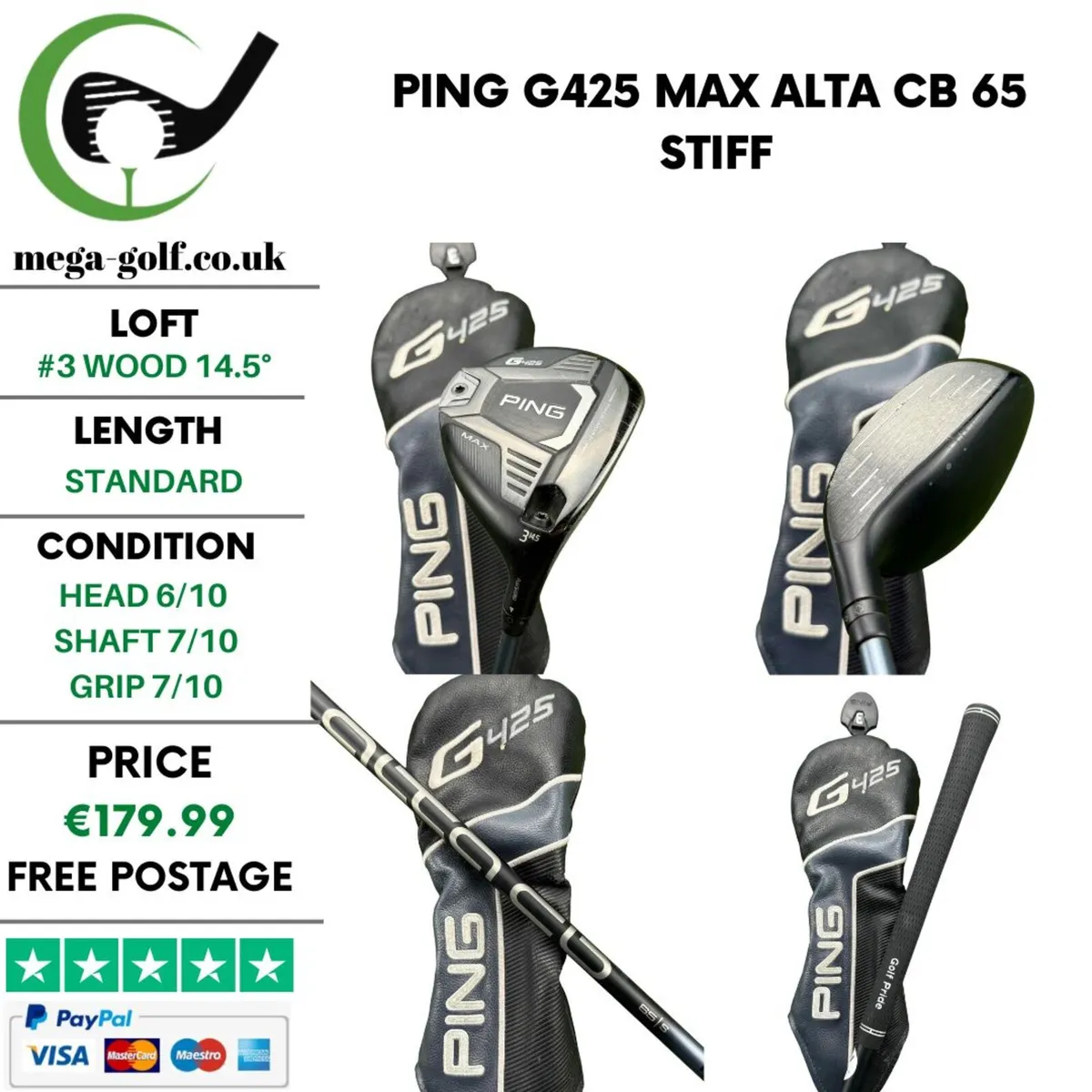 Ping G425 Max #3 Wood 14.5° / Alta CB 65 Stiff - Image 1