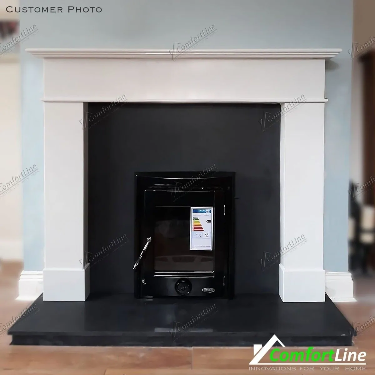 BALMORAL FIREPLACE SET & INSERT STOVE 5kw, fitted - Image 2