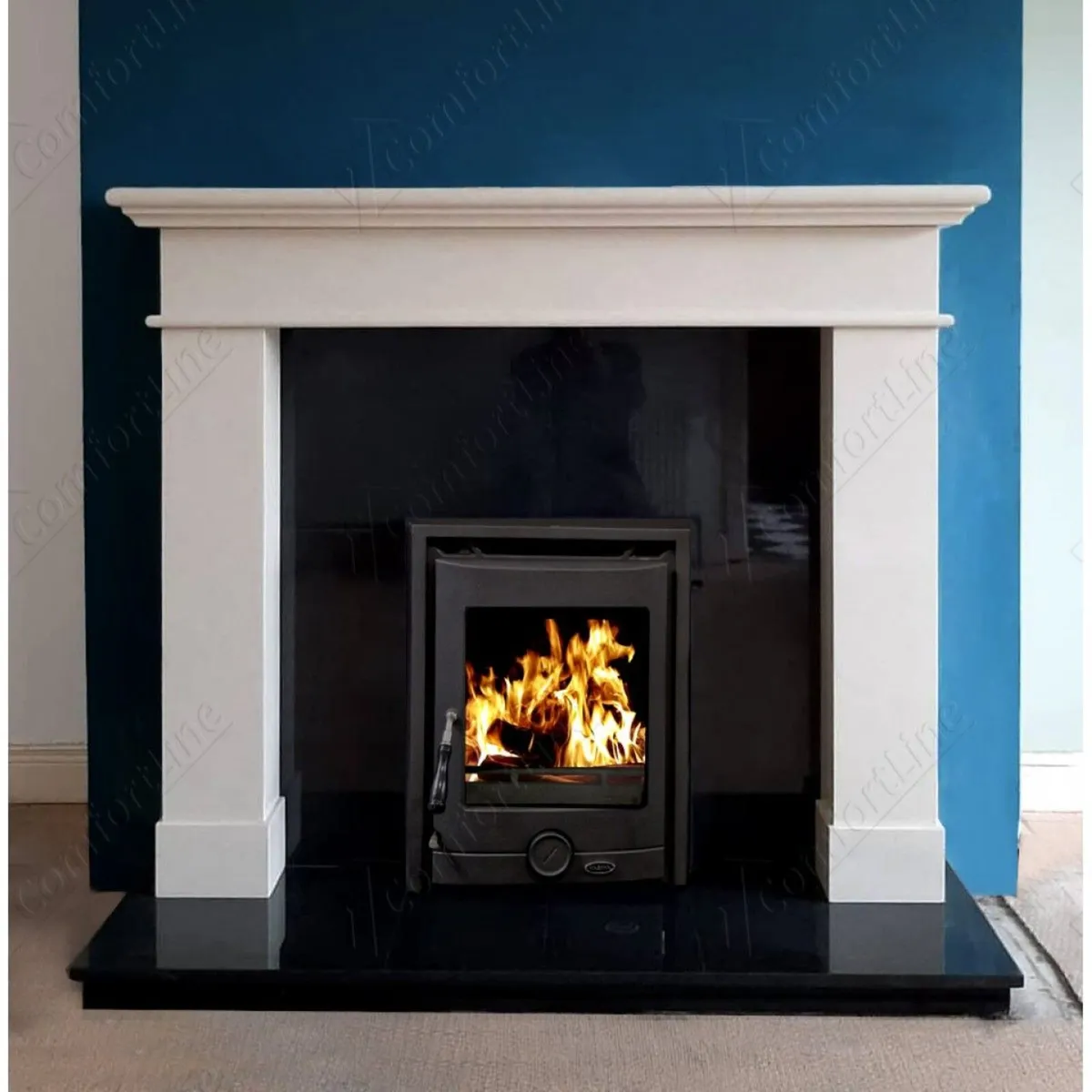 BALMORAL FIREPLACE SET & INSERT STOVE 5kw, fitted - Image 1