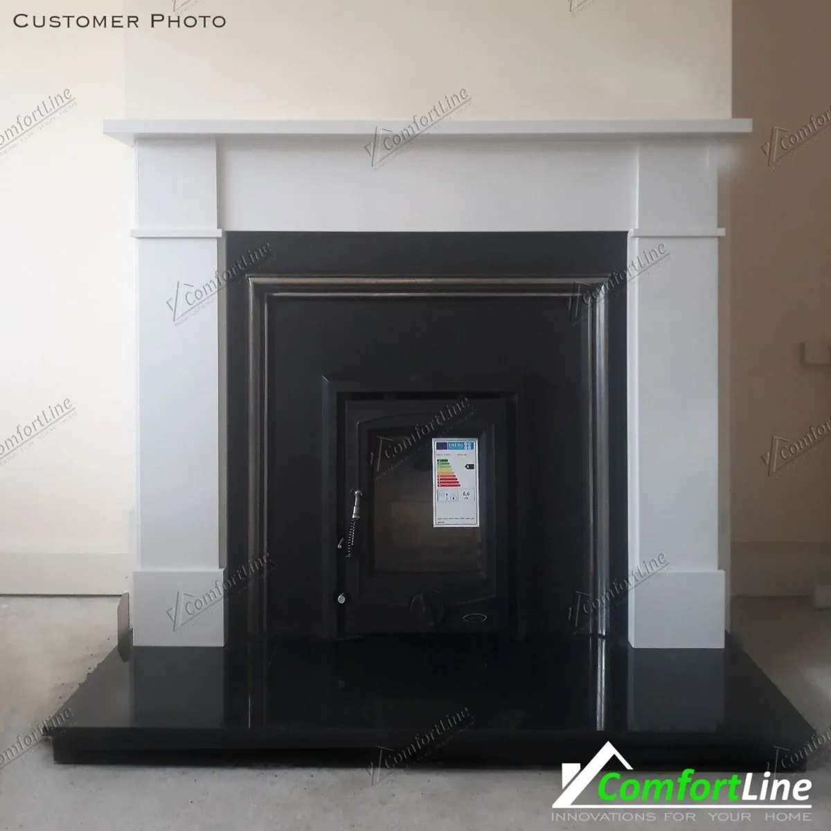 Flat Victorian Fireplace with Insert Stove, Fitted