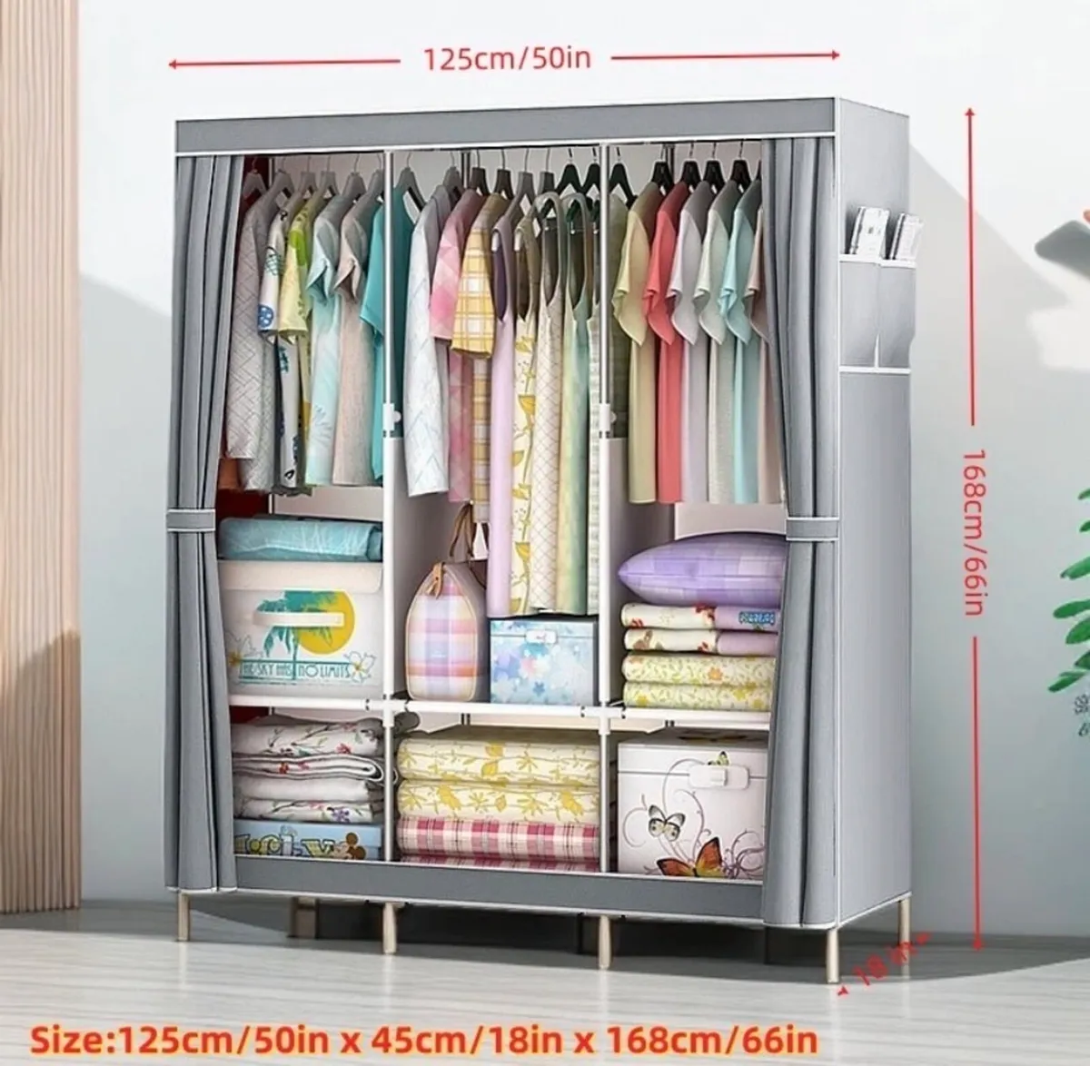 Portable Canvas Wardrobe Clothes Rail NEW - Image 2