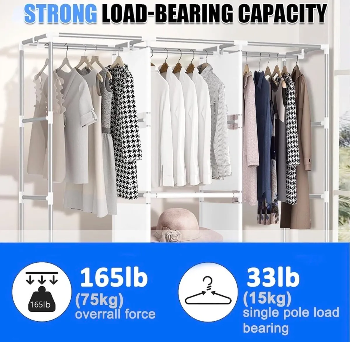 Portable Canvas Wardrobe Clothes Rail NEW - Image 3