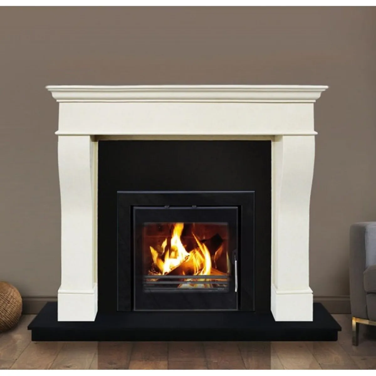 Pisa 54'' Fireplace Set with Vitae 9kw Inset Stove - Image 1