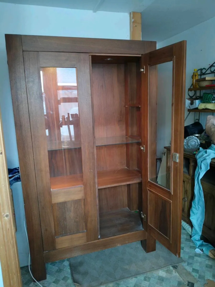 Teak solid timber cabinet.  With 1 glass shelf
and - Image 2