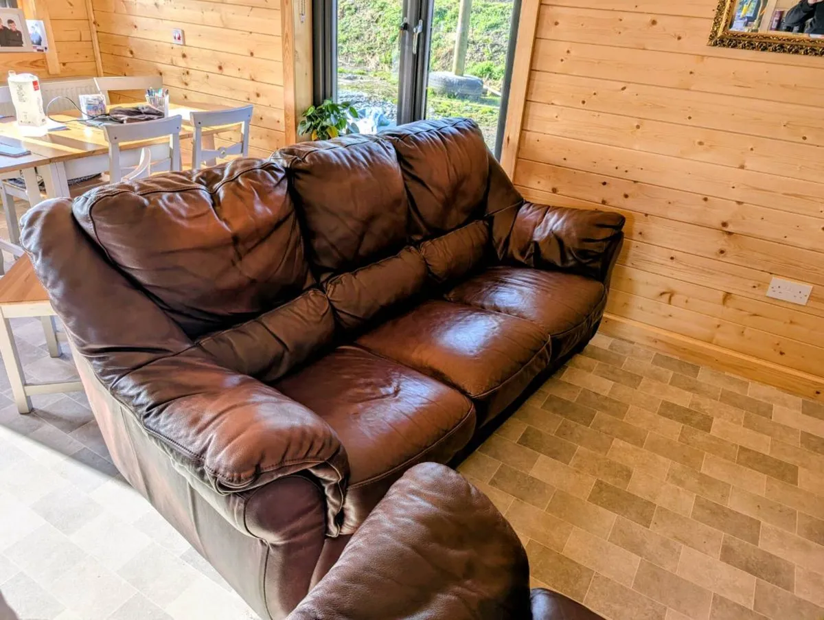 Italian Genuine Leather Sofa Set - Image 1