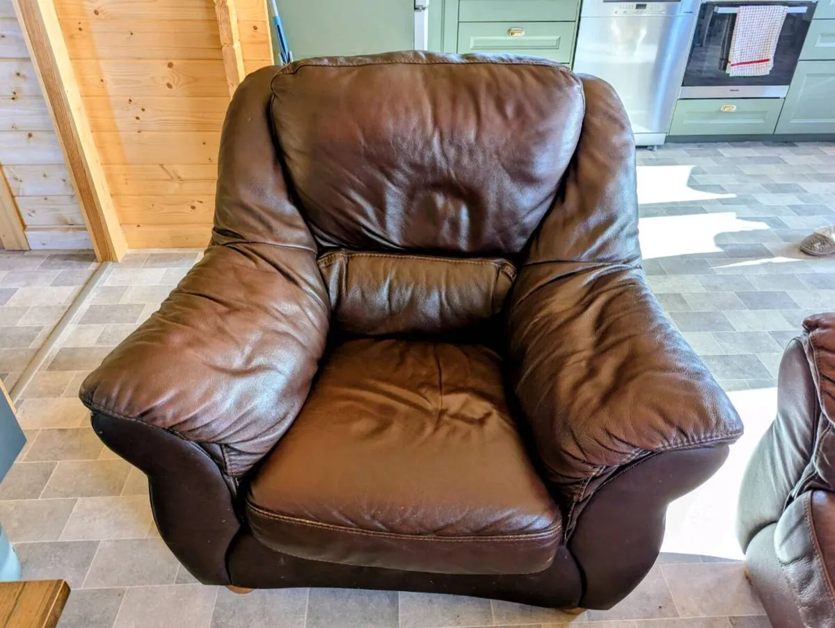 Italian Genuine Leather Sofa Set - Image 2