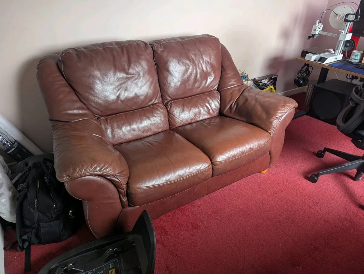 Italian Genuine Leather Sofa Set - Image 3