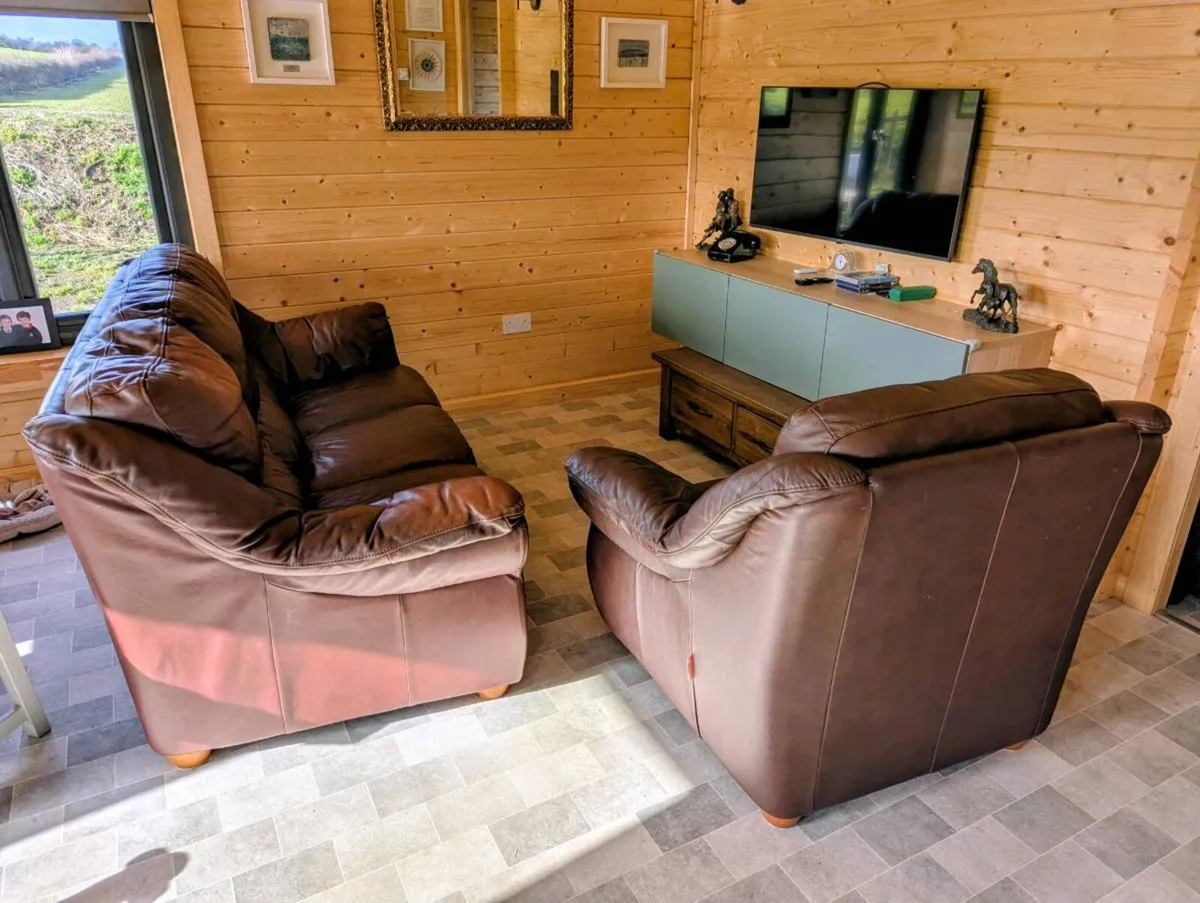 Italian Genuine Leather Sofa Set - Image 4