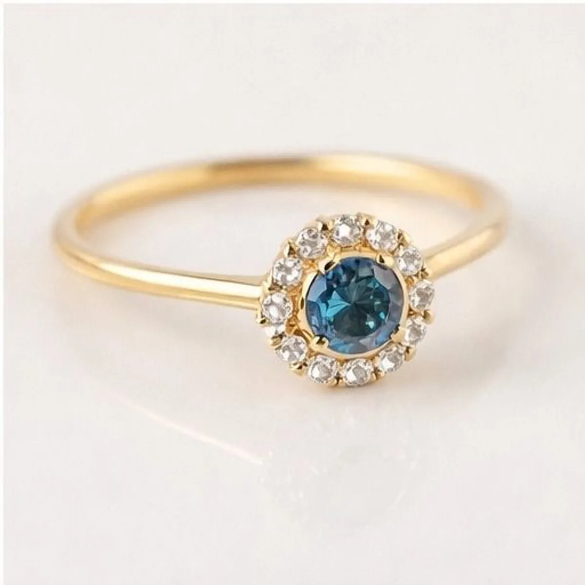 Engagement Ring London Blue Topaz and Diamond Halo Ring  Size 7 (US) - Image 4