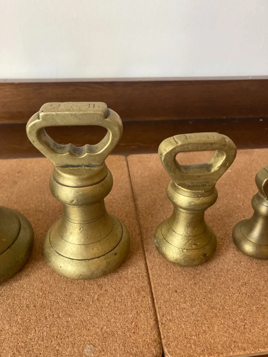 Antique Brass Weights - Bell Weights x 8 - Image 1