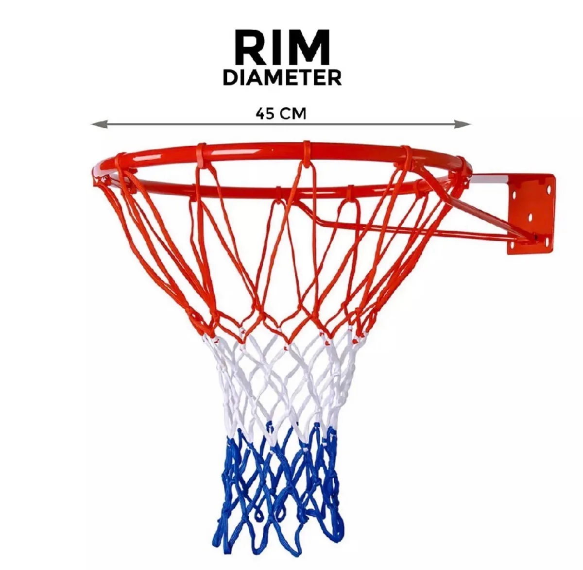 45cm Standard Wall Mounted Basketball Hoop & Net - Image 2