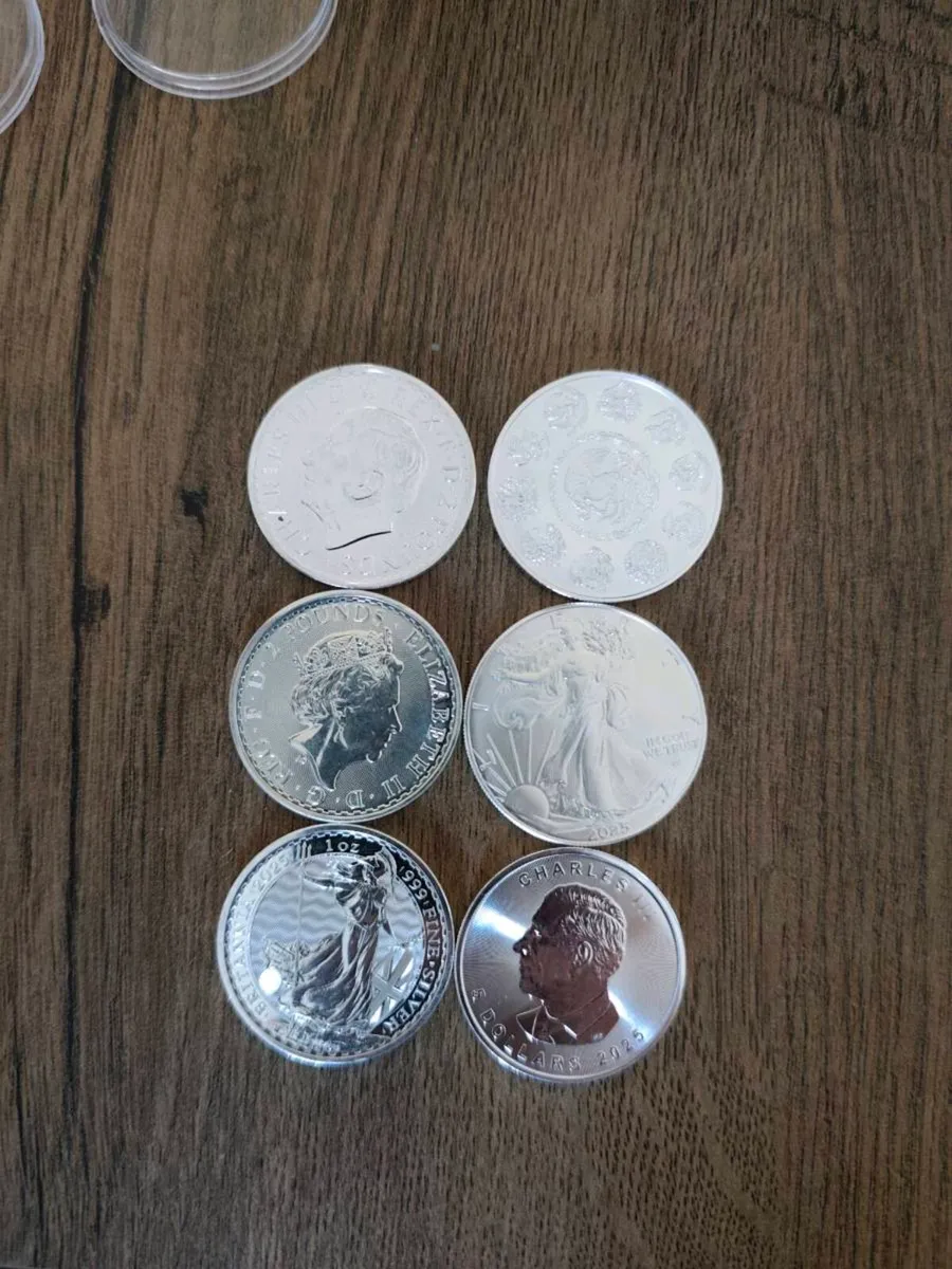 7x 1oz coins pure 999 silver Britannia and Kangaro - Image 1