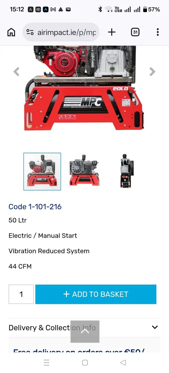 Eolo 130 compressor Honda engine - Image 2