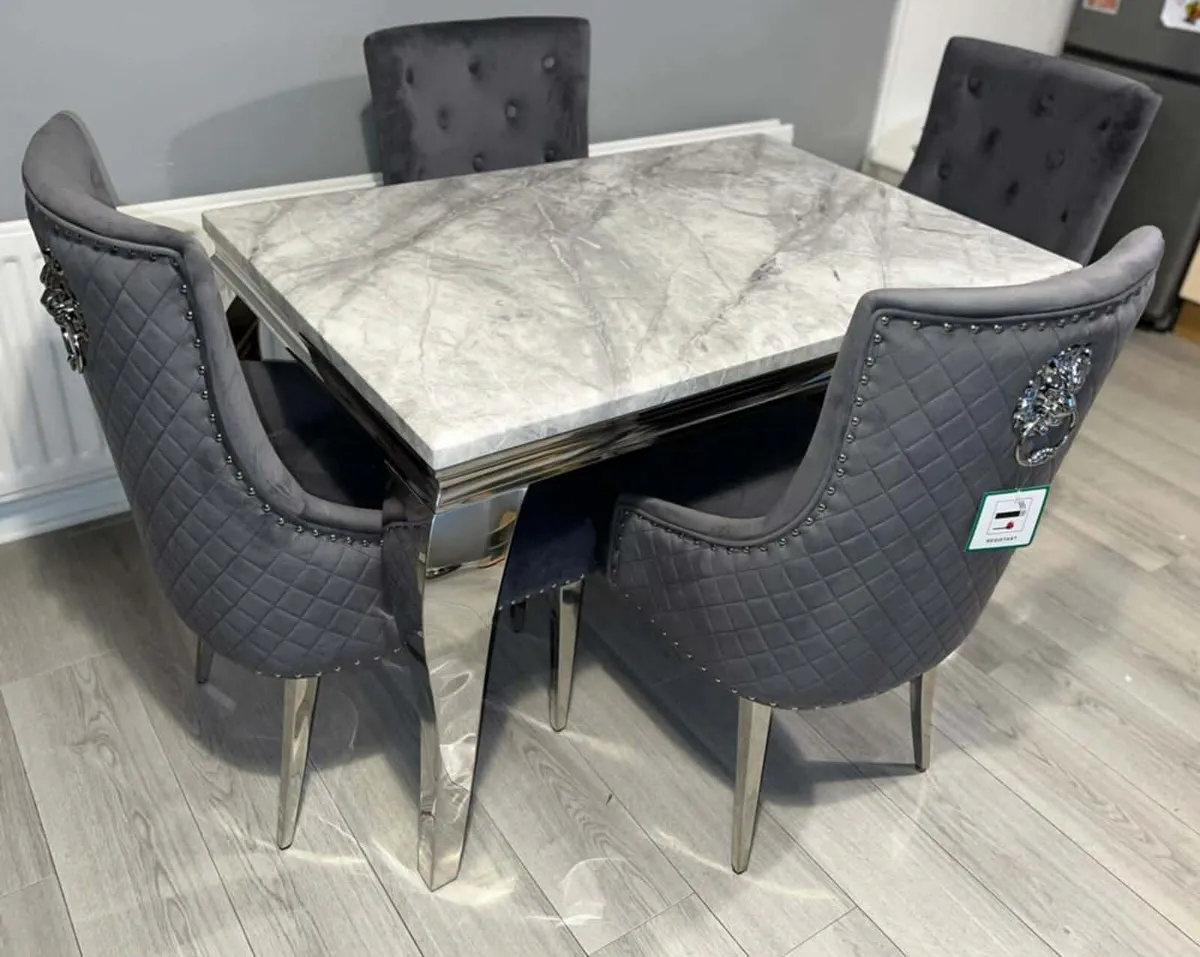 Marble Kitchen Dining Table With 6 Chairs - Image 4