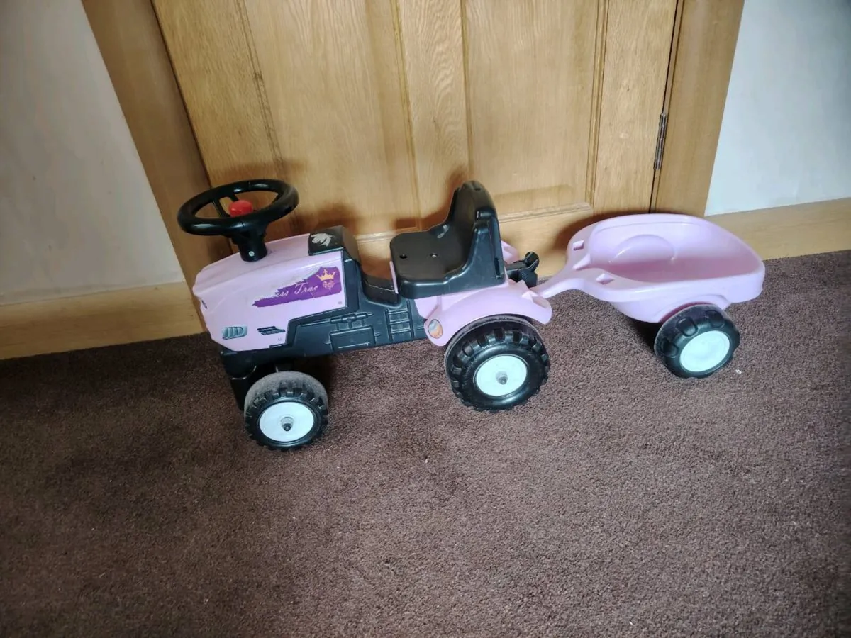 Pink tractor and trailer