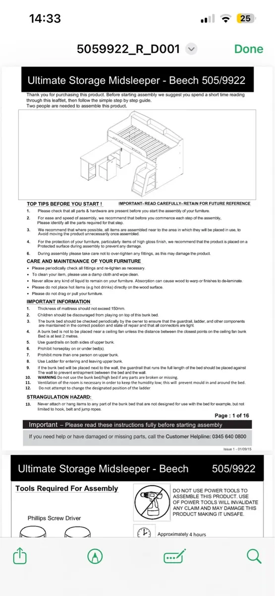 Mid Sleeper Bed with Desk & Storage mattress incl - Image 3