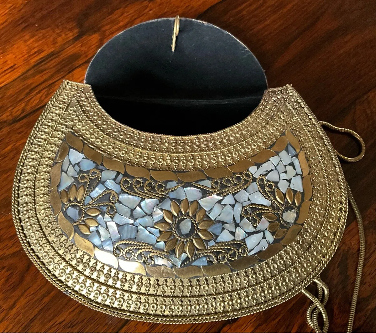 Vintage Mother of Pearl Metal Mosaic Clutch Bag - Image 2