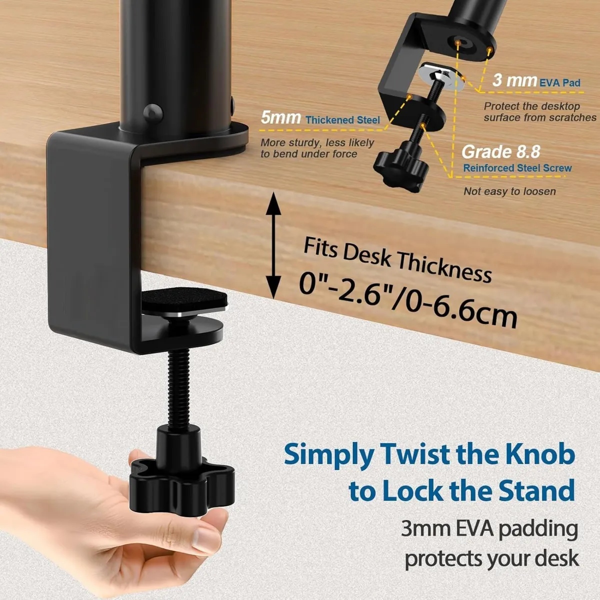 Vondynote Set of 2 Desktop Clamp Speaker Stands - Image 2