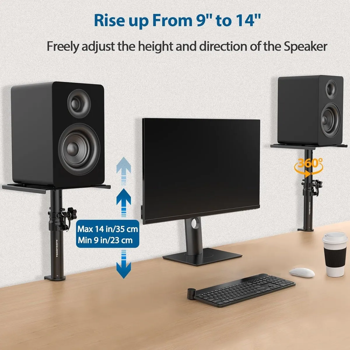 Vondynote Set of 2 Desktop Clamp Speaker Stands - Image 4