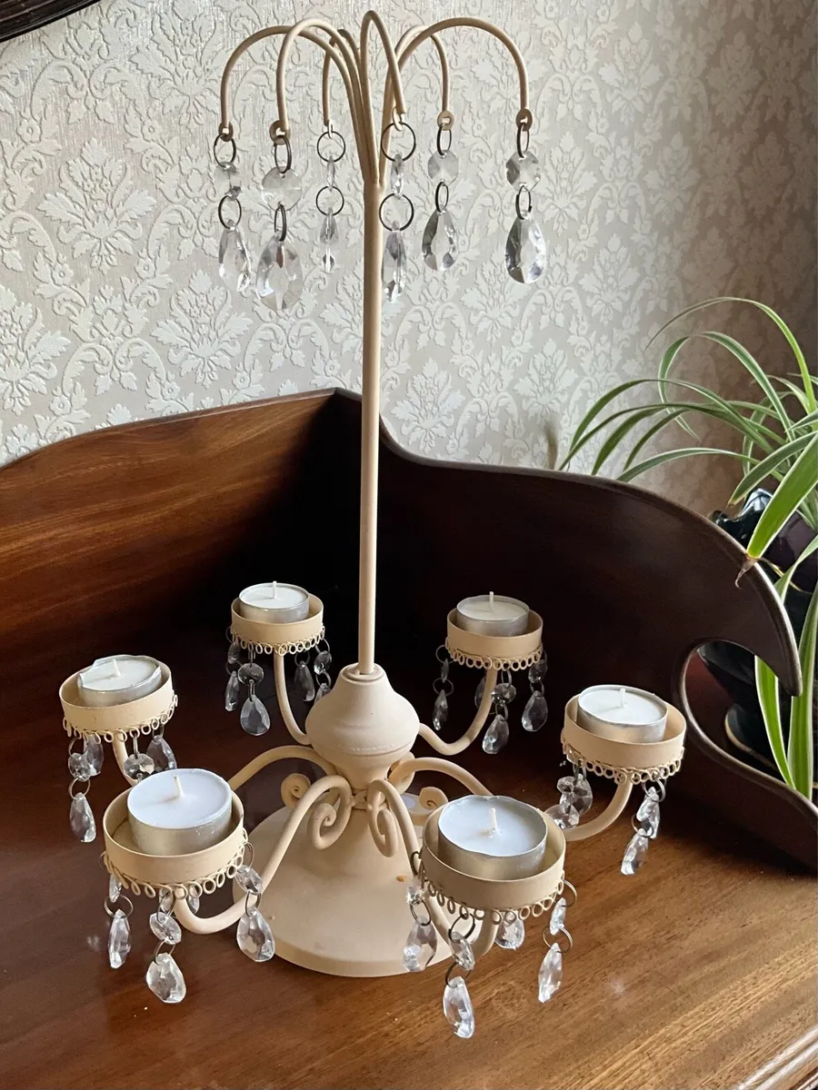 Tall 6 Light Crystal Table Candelabra - Image 1