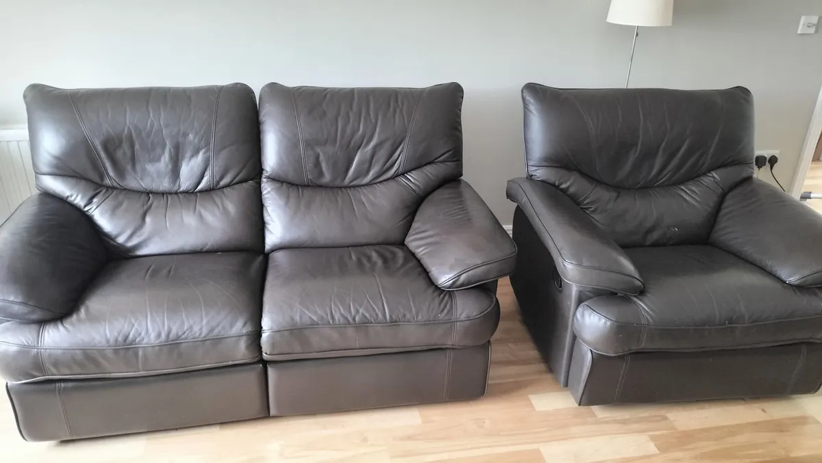 Leather sofa and chair (reclining)