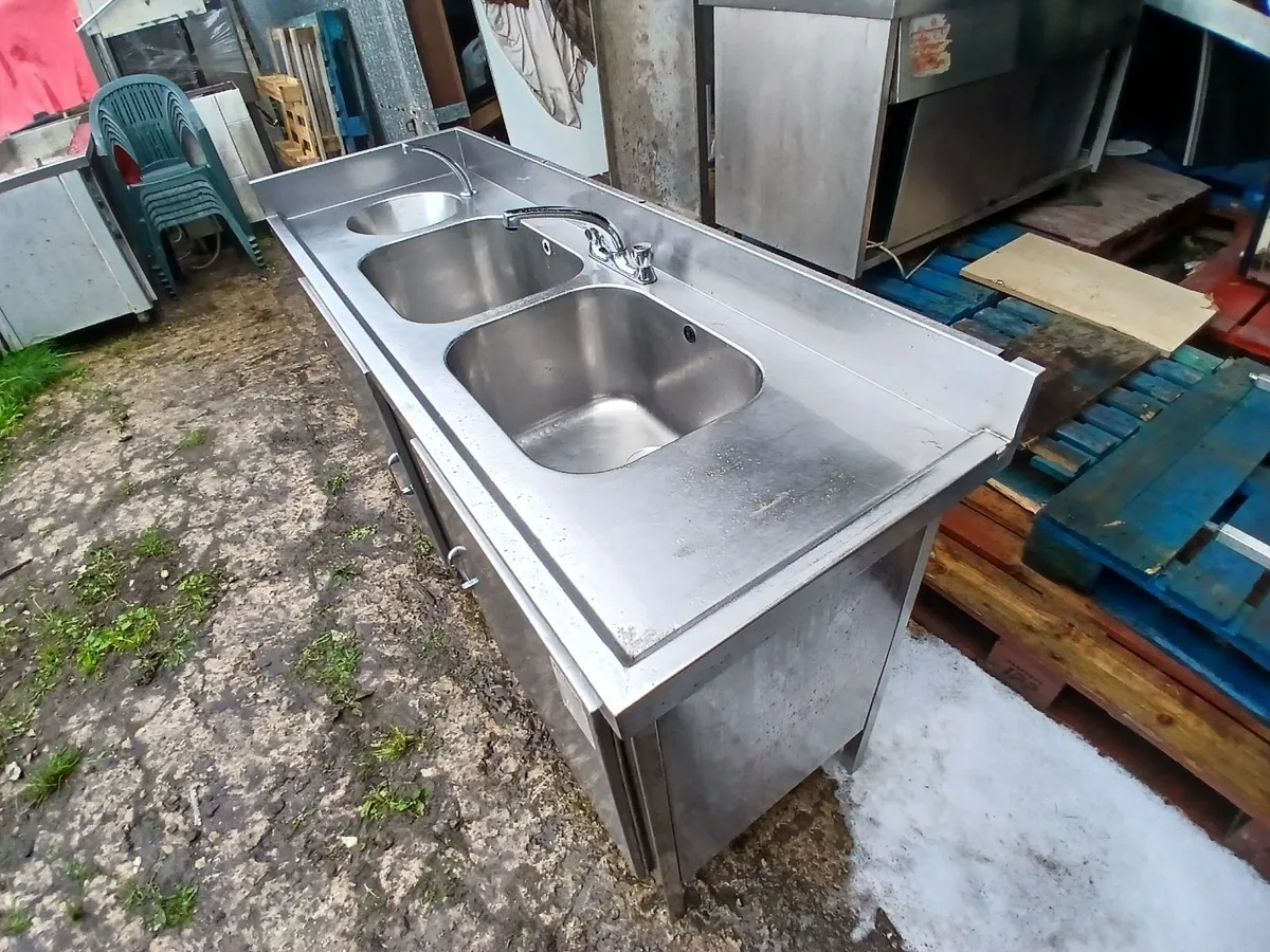 Staneless steel cabbinet double sink unit complete - Image 2