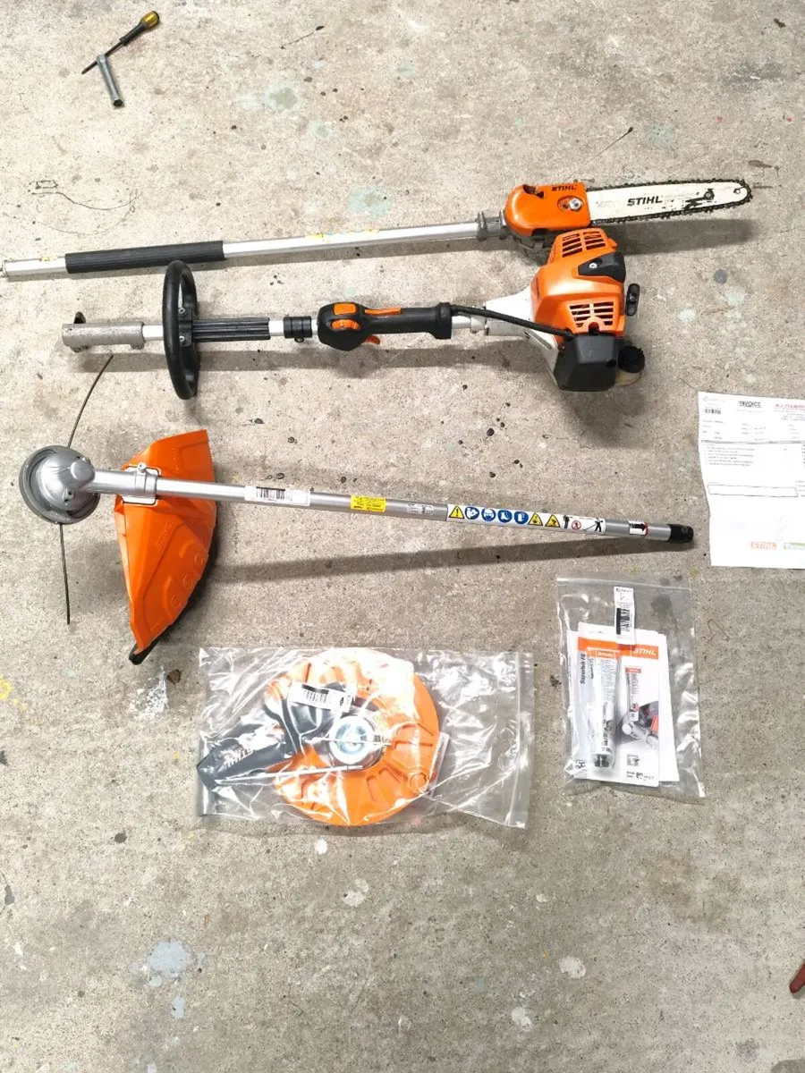 Stihl kombi engine strimmer, polesaw, and blade - Image 1